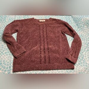 💛⭐TODAY***$10***Pink Rose Vintage purple chenille brocade knit scoop nec